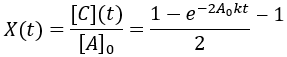 Reaction completion equation for second order reversible reaction
